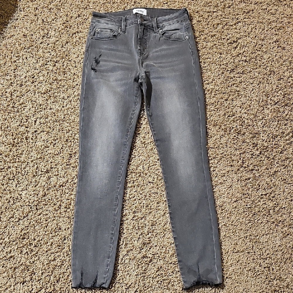 Pistola Distressed Skinny Gray Jeans 26 Denim Pants Stretch